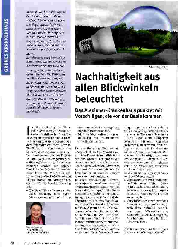 Vorschauseite 1: Nachhaltigkeit aus allen Blickwinkeln beleuchtet