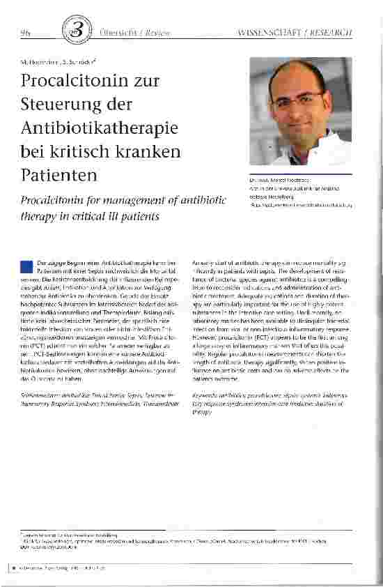 Vorschauseite 1: Procalcitonin zur Steuerung der Antibiotikatherapie bei kritisch kranken Patienten