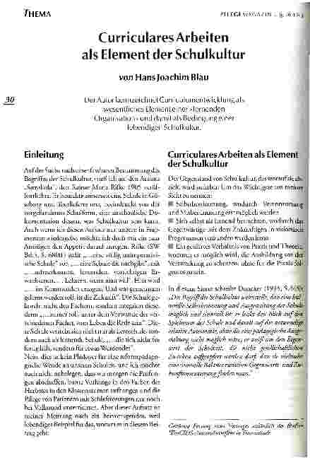 Vorschauseite 1: Curriculares Arbeiten als Element der Schulkultur