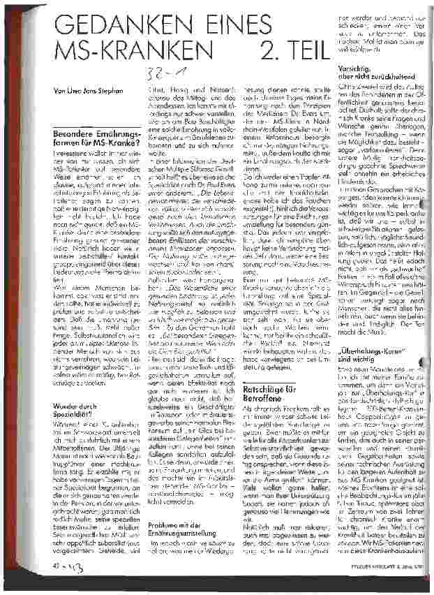 Vorschauseite 1: Gedanken eines MS-Kranken 2.Teil