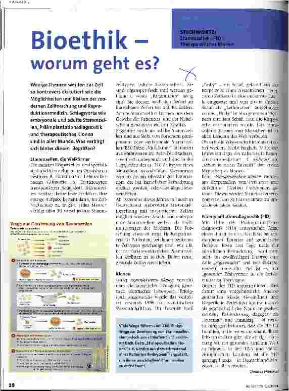Vorschauseite 1: Bioethik - worum geht es?