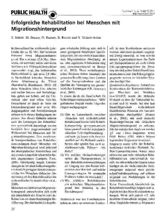 Vorschauseite 1: Erfolgreiche Rehabilitation bei Menschen mit Migrationshintergrund
