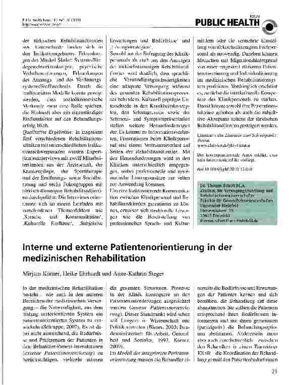 Vorschauseite 2: Erfolgreiche Rehabilitation bei Menschen mit Migrationshintergrund