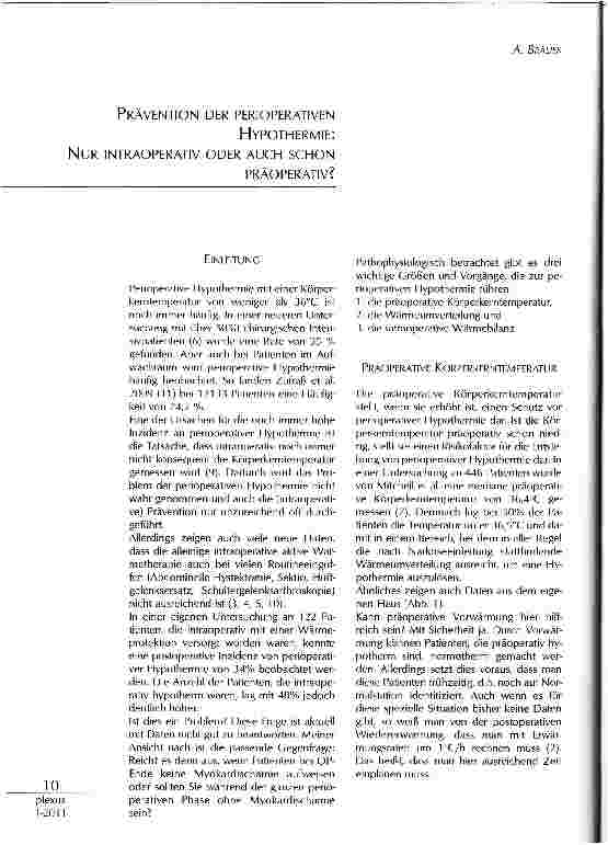 Vorschauseite 1: PRÄVENTION DER PERIOPERATIVEN HYPOTHERMIE: NUR INTRAOPERATIV ODER AUCH SCHONPRÄOPERATIV?