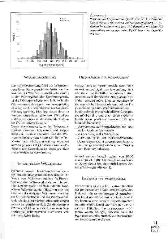 Vorschauseite 2: PRÄVENTION DER PERIOPERATIVEN HYPOTHERMIE: NUR INTRAOPERATIV ODER AUCH SCHONPRÄOPERATIV?