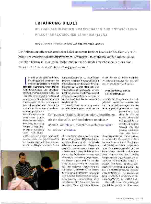 Vorschauseite 1: ERFAHRUNG BILDET BEITRAG SCHULISCHER PRAXISPHASEN ZUR ENTWICKLUNG PFLEGEPÄDAGOGISCHER LEHRKOMPETENZ