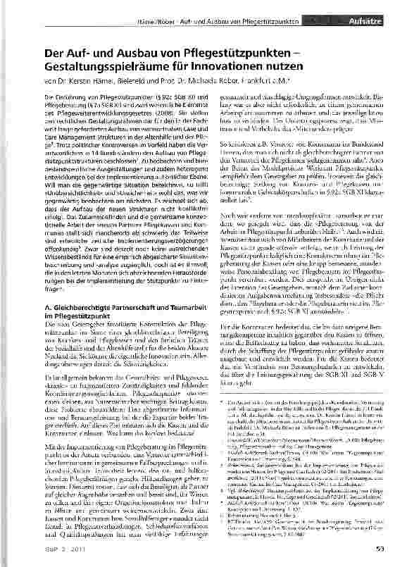 Vorschauseite 1: Der Aufund Ausbau von Pflegestützpunkten -Gestaltungsspielräume für Innovationen nutzen