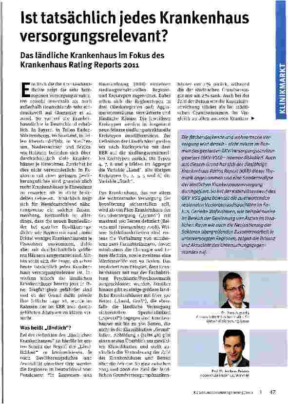 Vorschauseite 1: Ist tatsächlich jedes Krankenhaus versorgungsrelevant?