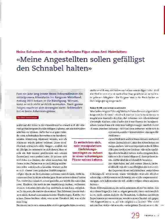 Vorschauseite 1: «Meine Angestellten sollen gefälligst den Schnabel halten»