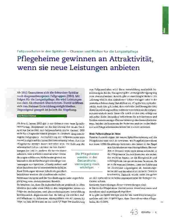 Vorschauseite 1: Pflegeheime gewinnen an Attraktivität, wenn sie neue Leistungen anbieten
