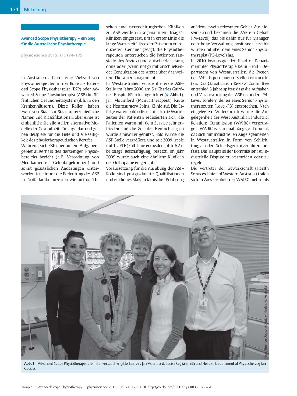 Vorschauseite 1: Avanced Scope Physiotherapy? ein Sieg für die Australische Physiotherapie
