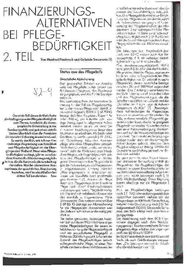 Vorschauseite 1: Finanzierungsalternativen bei Pflegebedürftigkeit - 2. Teil