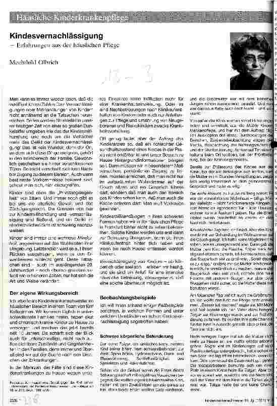 Vorschauseite 1: Kindesvernachlässigung - Erfahrungen aus der häuslichen Pflege