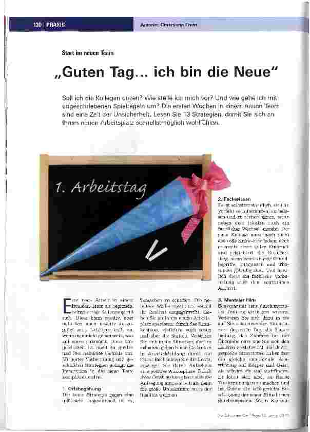 Vorschauseite 1: Start im neuen Team Guten Tag... ich bin die Neue
