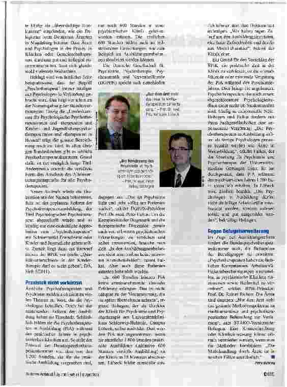 Vorschauseite 2: Auch Arzte machen Psychotherapie