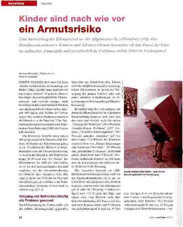 Vorschauseite 1: Kinder sind nach wie vor ein Armutsrisiko