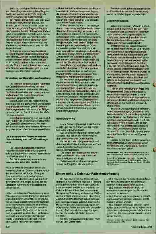 Vorschauseite 2: Die psychologische Situation der Patienten vor der Operation und bei der Einschleusung ( 2. Teil )