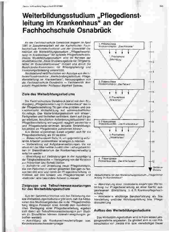 Vorschauseite 1: Weiterbildungsstudium Pflegedienstleitung im Krankenhaus an der Fachhochschule Osnabrück