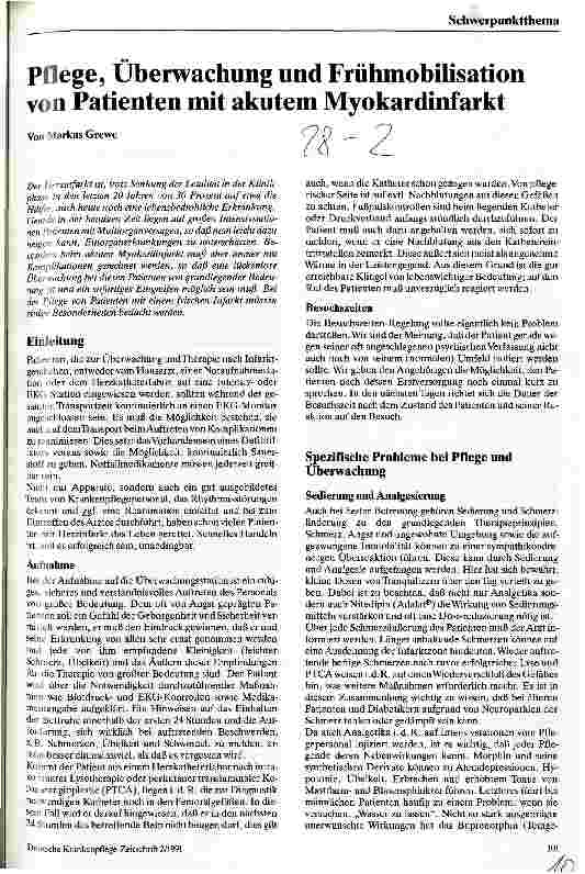 Vorschauseite 1: Pflege, Überwachung und Frühmobilisation von Patienten mit akutem Myokardinfarkt