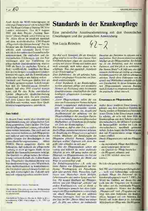 Vorschauseite 1: Standards in der Krankenpflege // Eine persönliche Auseinandersetzung mit den theoretischen Erfahrungen und der praktischen Anwendung