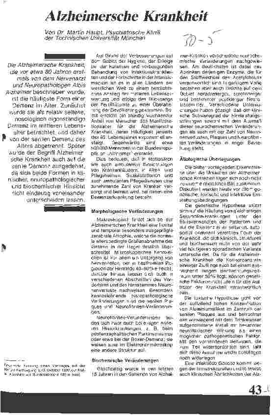 Vorschauseite 1: Alzheimersche Krankheit