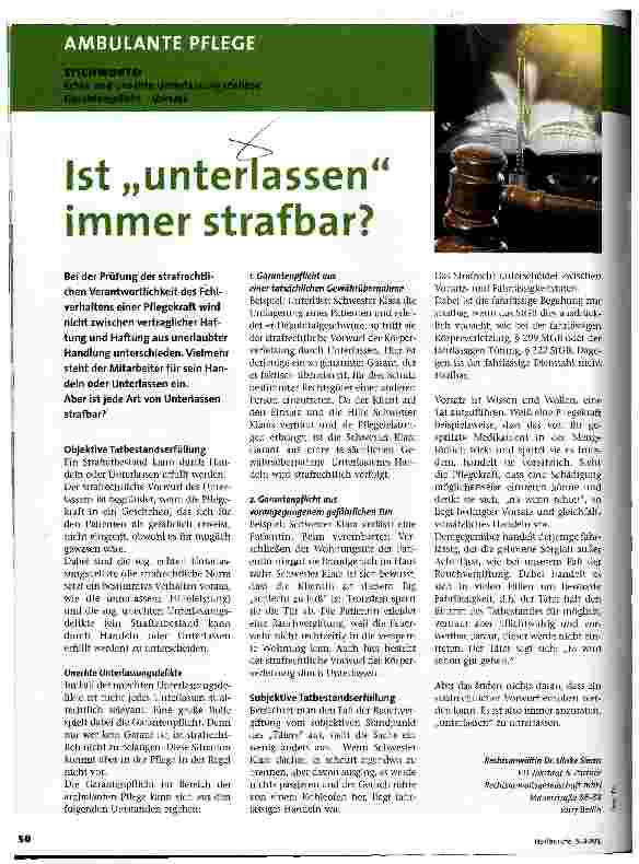 Vorschauseite 1: Ist unterlassen immer strafbar?