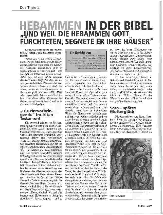 Vorschauseite 1: HEBAMMEN IN DER BIBELUND WEIL DIE HEBAMMEN GOTT FÜRCHTETEN, SEGNETE ER IHRE HÄUSER