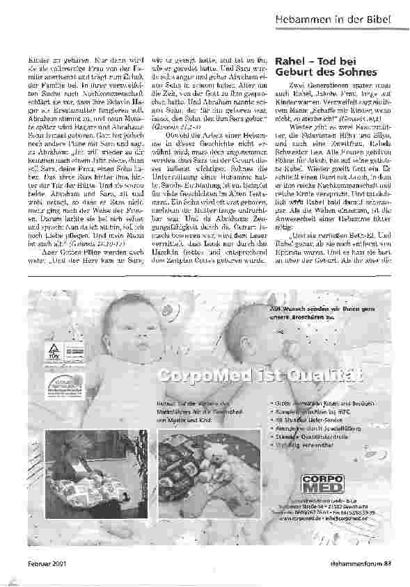 Vorschauseite 2: HEBAMMEN IN DER BIBELUND WEIL DIE HEBAMMEN GOTT FÜRCHTETEN, SEGNETE ER IHRE HÄUSER