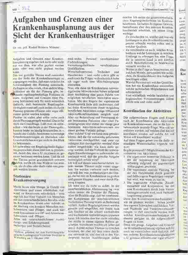 Vorschauseite 1: Aufgaben und Grenzen einer Krankenhausplanung aus der Sicht der Krankenhausträger