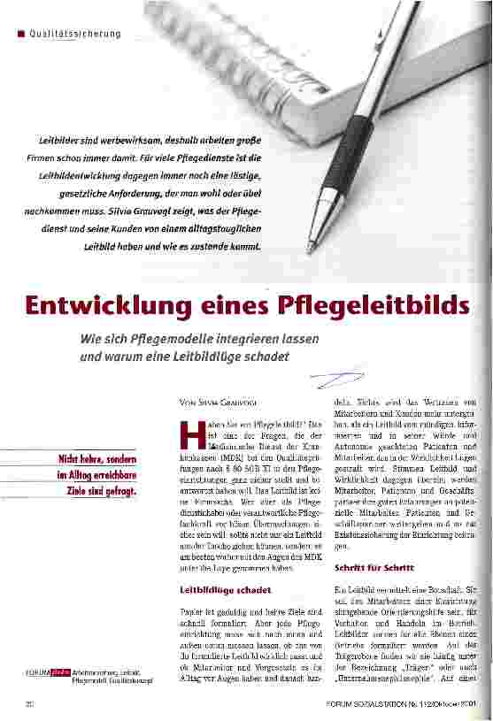 Vorschauseite 1: Entwicklung eines Pflegeleitbilds