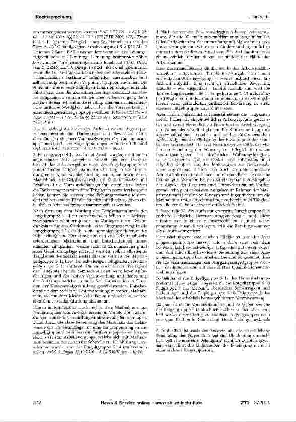 Vorschauseite 2: Eingruppierung in der Entgeltgruppe S 14 TVöD BT-V TVöD BT-V Anhang zur Anlage C (VKA); BAT §22 Abs. 2