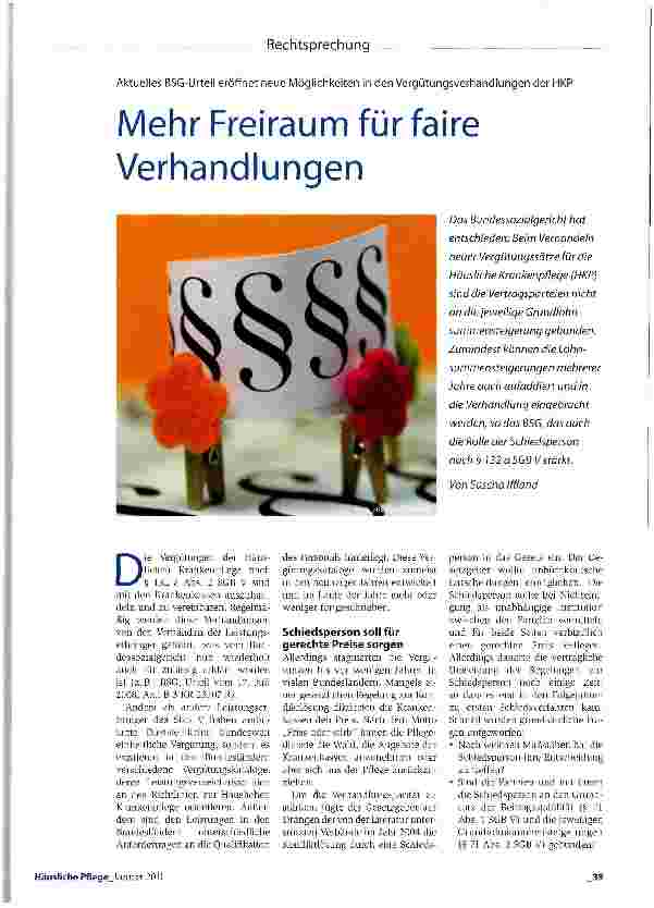 Vorschauseite 1: Aktuelles BSG-Urteil eröffnet neue Möglichkeiten in den Vergütungsverhandlungen der HKPMehr Freiraum für faire Verhandlungen