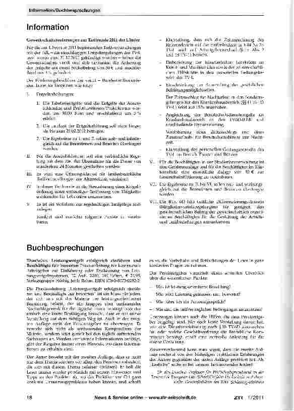 Vorschauseite 4: Leistungsentgelt oder die Last mit der DifferenzierungBesprechung des Urteils des Bundesarbeitsgerichts vom 23.September 2010-6 AZR 338/09 - (in diesem Heft S.31)