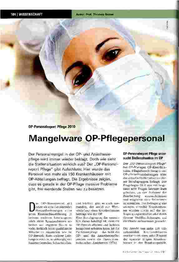 Vorschauseite 1: Mangelware OP-Pflegepersonal