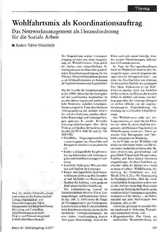 Vorschauseite 1: Wohlfahrtsmix als Koordinationsauftrag Das Netzwerkmanagement als Herausforderung für die Soziale Arbeit