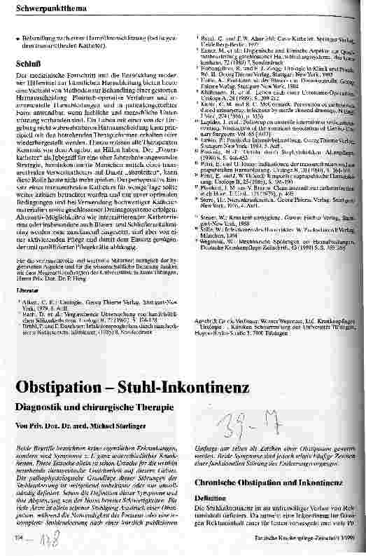 Vorschauseite 1: Obstipation - Stuhl-Inkontinenz Diagnostik und chirurgische Therapie