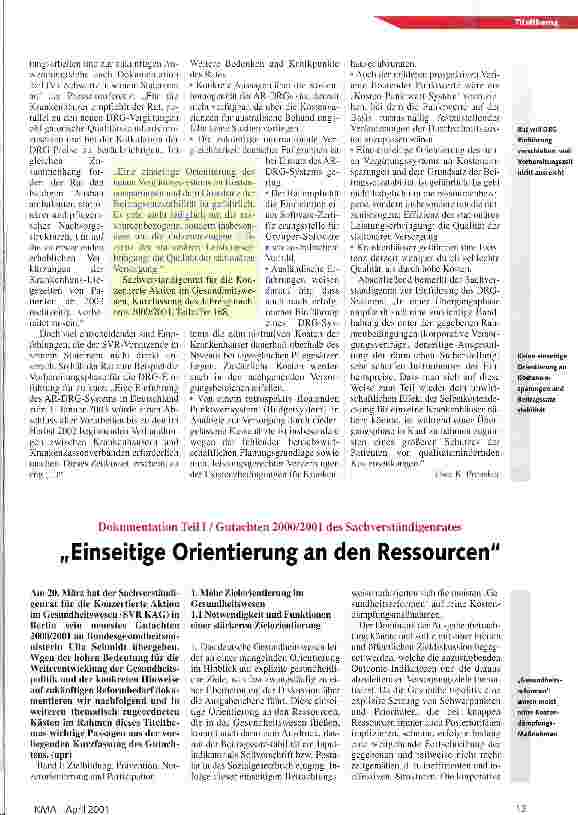 Vorschauseite 6: Sachverständige: Deutsches Gesundheitswesen ist weder bedarfsgerecht noch wirtschaftlich!