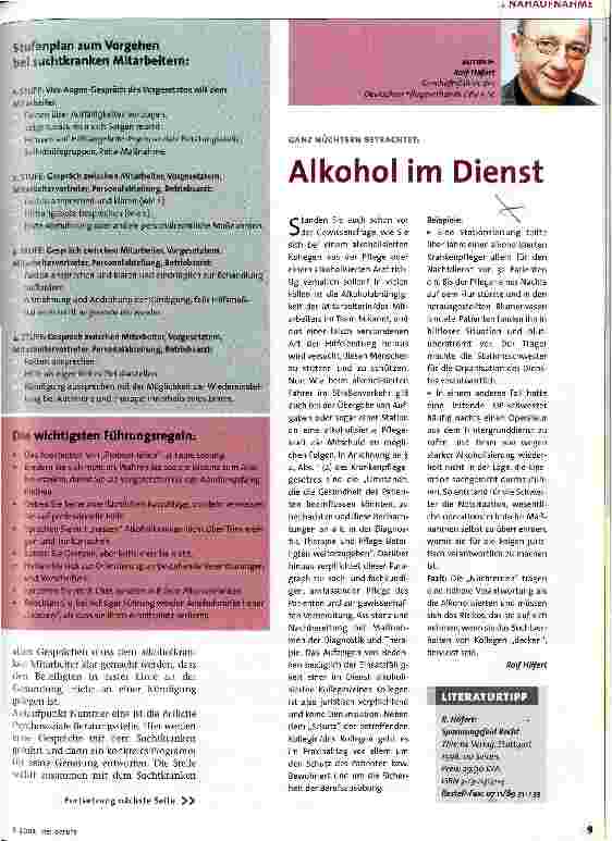 Vorschauseite 2: Wie hilft man einem Alkoholiker? Suchtkranke Mitarbeiter in der Pflege
