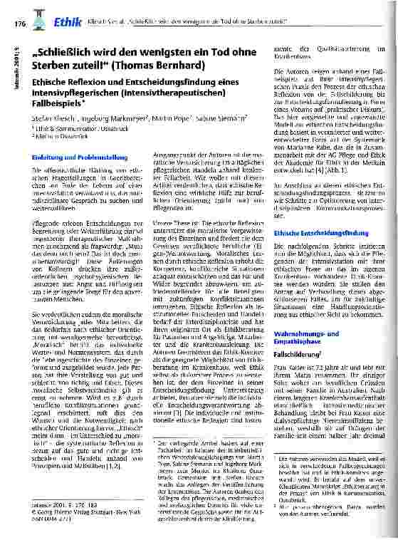 Vorschauseite 1: Schließlich wird den wenigsten ein Tod ohne Sterben zuteil! (Thomas Bernhard)
