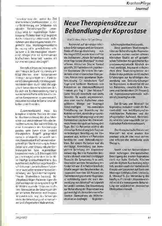 Vorschauseite 5: Koprostase und Stuhlinkontinenz Konsensuspapier - unter der Schirmherrschaft der Deutschen Gesellschaft für Geriatrie