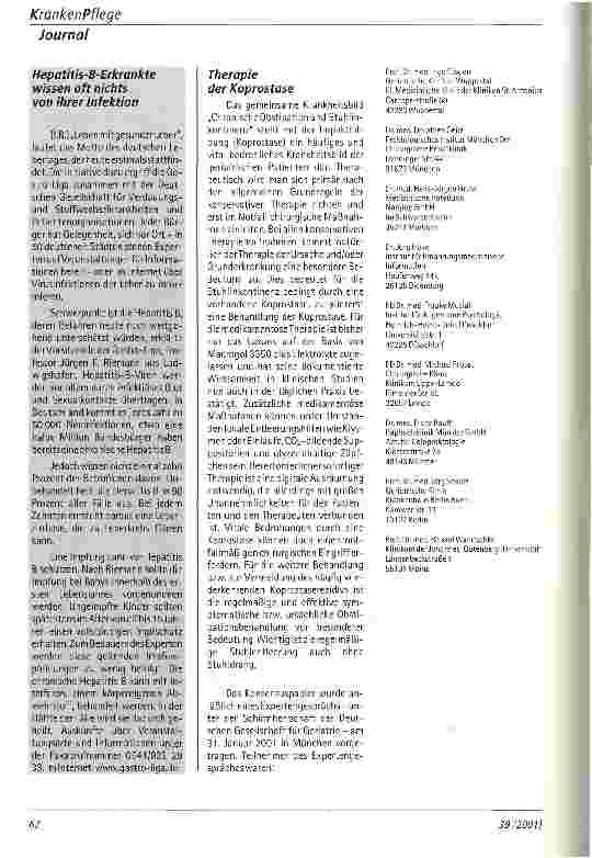 Vorschauseite 6: Koprostase und Stuhlinkontinenz Konsensuspapier - unter der Schirmherrschaft der Deutschen Gesellschaft für Geriatrie
