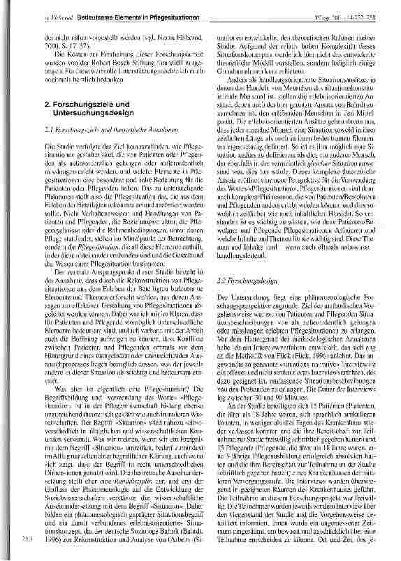 Vorschauseite 2: Bedeutsame Elemente in Pflegesituationen. Erlebnisorientierte Situationsforschung in der Pflege.