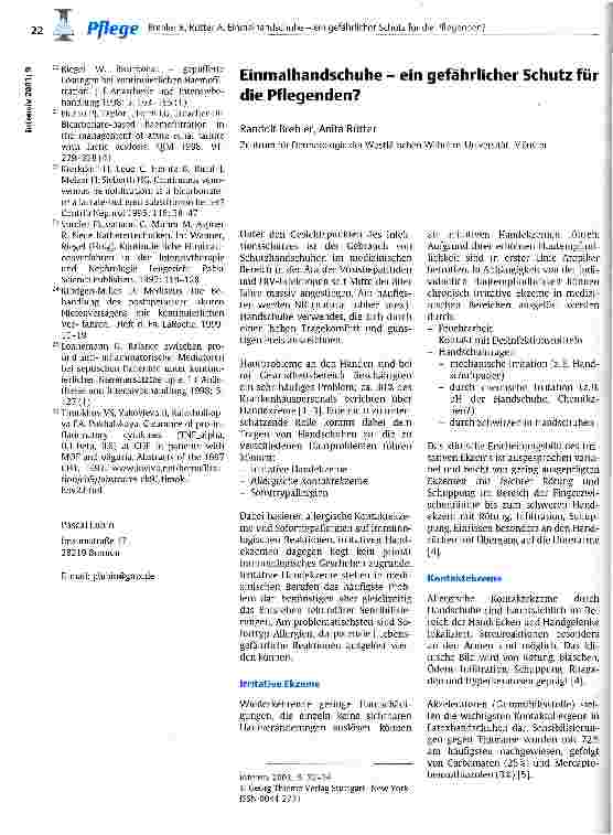 Vorschauseite 1: Einmalhandschuhe - ein gefährlicher Schutz für die Pflegenden?
