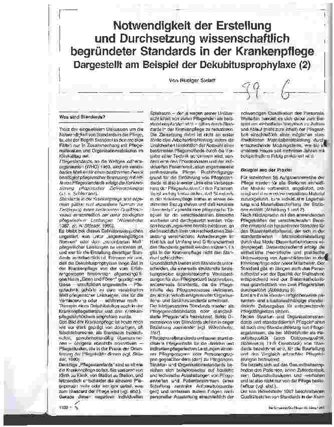 Vorschauseite 1: Notwendigkeit der Erstellung und Durchsetzung wissenschaftlich begründeter Standards in der Krankenpflege ...