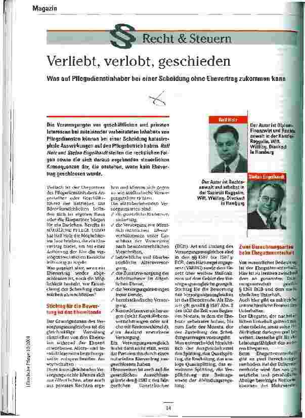 Vorschauseite 1: Verliebt, verlobt, geschieden Recht & Steuern