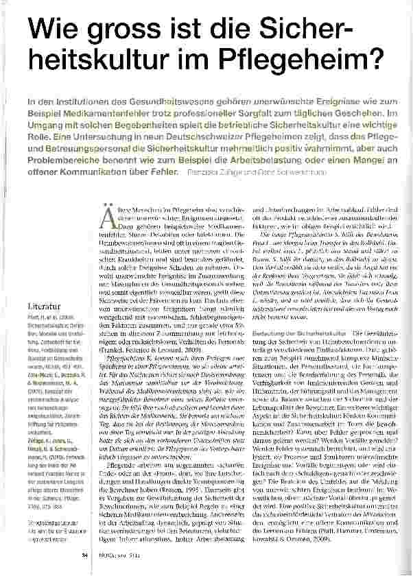 Vorschauseite 1: Wie gross ist die Sicherheitskultur im Pflegeheim?