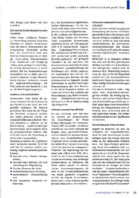 Vorschauseite 6: Applikation standardisierter Injektionen und Infusionen mit „intelligenten PumpenEine Maßnahme zur Optimierung der Arzneimitteltherapiesicherheit auf Intensivstationen