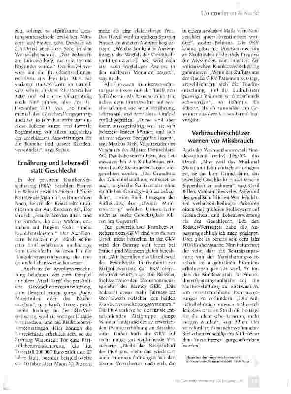 Vorschauseite 2: Unisex-Urteil: Alle gleich?