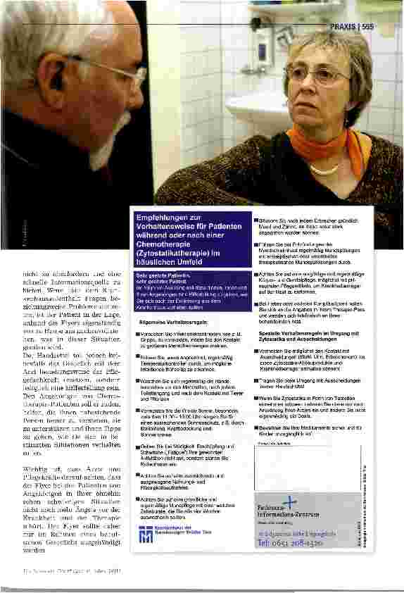 Vorschauseite 2: Flyer informiert Krebspatienten übersichtlich und kompakt