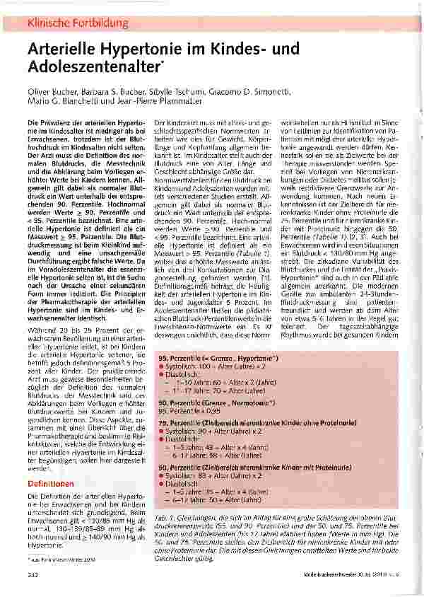 Vorschauseite 1: Arterielle Hypertonie im Kindesund Adoleszentenalter